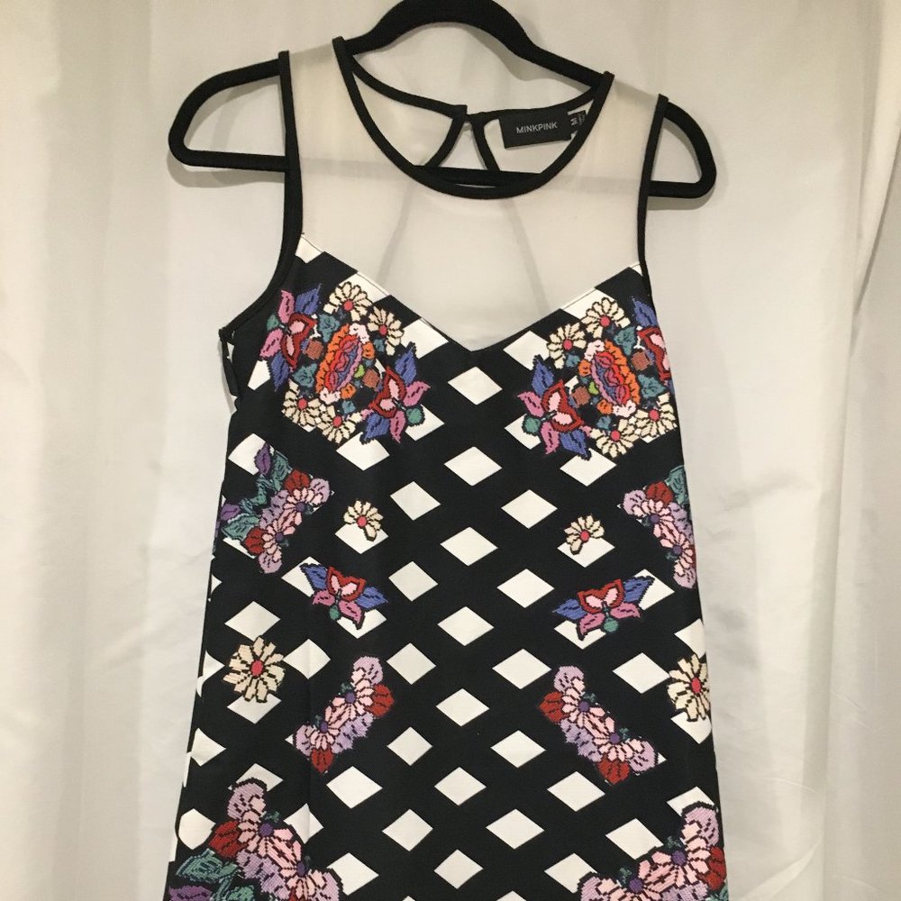asymmetrical lattice pattern mink pink dress